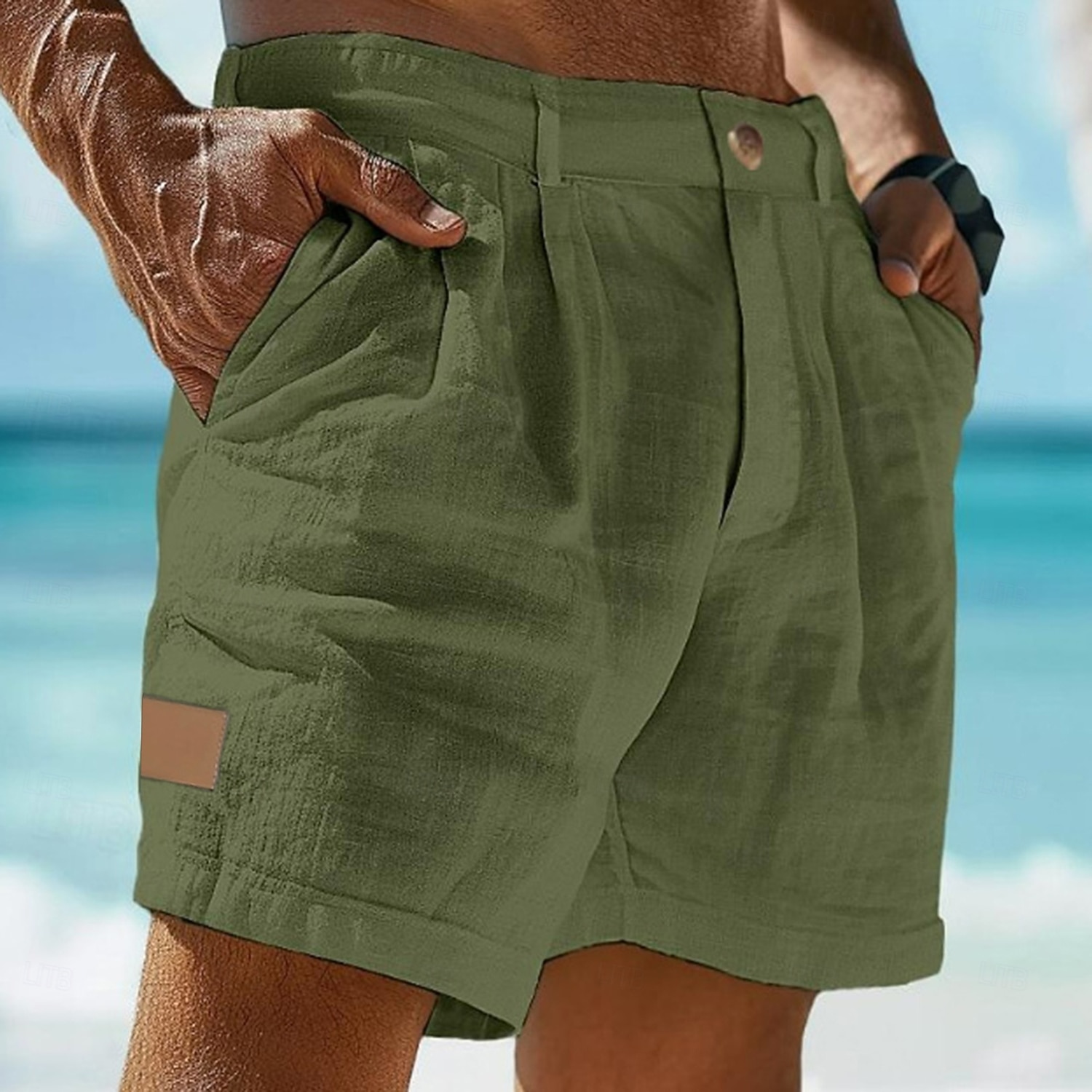Herren Shorts Leinenshorts Sommershorts Strandshorts Baggy-Shorts Tasche Elastischer Bund Einfach Leicht Atmungsaktiv Knielang Outdoor Strand Ferien Urlaub Mode Blau Schwarz Unelastisch 2026 - $22.99 –P4