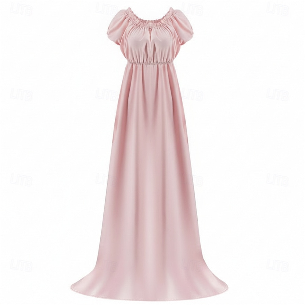 Renaissance 19ème siècle Période de la Régence Longueur au sol Robe Manches courtes Princesse Dame Col rond Déguisement Femmes Royal Halloween Carnaval Foire de la Renaissance Soirée à thème rétro de 2026 ? $59.99 –P2