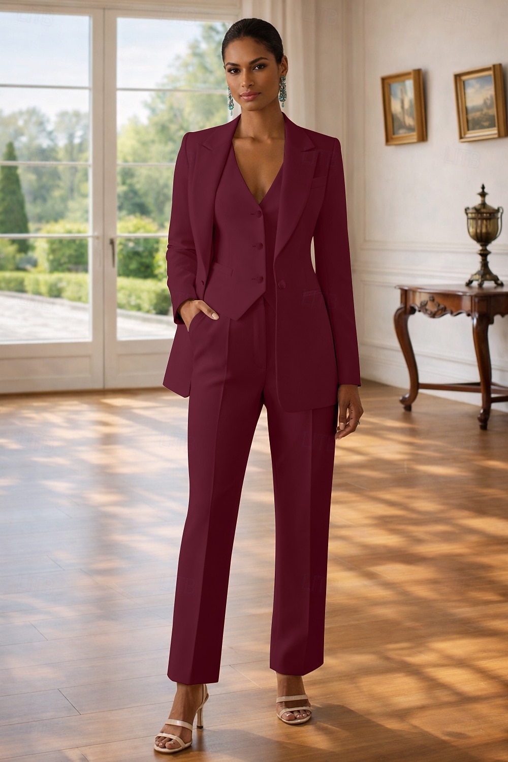 Per donna Abiti da 3 pezzi Formale Ospite di nozze Crepe Elasticizzato Elegante Vintage Semplice Manica Lunga Lunghezza al pavimento Risvolto a punta del 2026 a $201.29 –P7