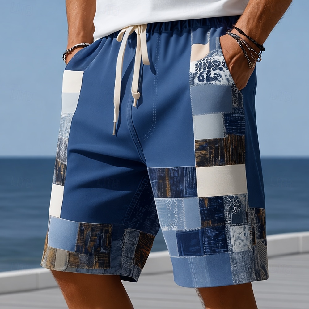 Herren Farbblock Patchwork Karo / Karomuster Badehosen Badeshorts Boardshorts Mittlere Taille Modisch lässig Outdoor Urlaub Alltagskleidung Seitentaschen Netzfutter Elastischer Kordelzug in der Taille 2026 - $20.99 –P1