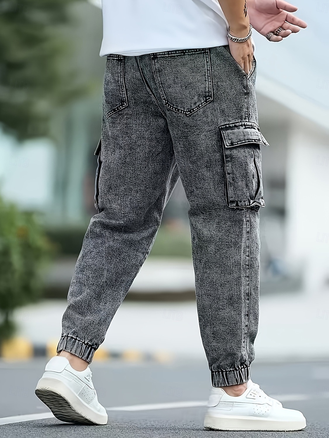 Ανδρικά Παντελόνια με τσέπες Τζόγκερ Παντελόνια Casual παντελόνι Παντελόνια με οξύ Κορδόνι Ελαστική μέση Σκέτο Άνεση Πλήρες μήκος Causal Καθημερινά ΕΞΩΤΕΡΙΚΟΥ ΧΩΡΟΥ Μοντέρνα Κομψό στυλ street Γκρίζο 2026 - $31.99 –P2