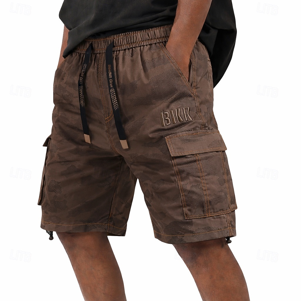 Homens Calças de carga Bermuda Cargo Calção Shorts casuais Bordado Bolsos Tecido Conforto Comprimento do joelho Casual Ao ar livre Streetwear Moda Roupa de rua Camuflagem cáqui Camuflagem - Verde de 2026 por $26.99 –P8