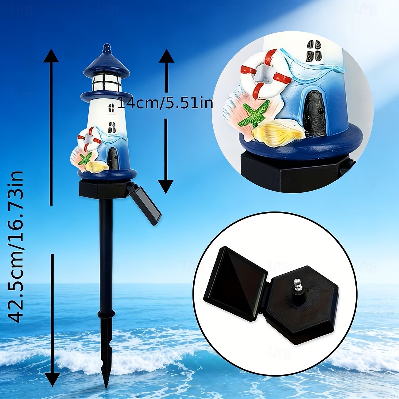 2 luces solares de jardín para exteriores, ideales para patios de villas, paisajes, con diseño de faro de resina, impermeables, para césped, jardines, senderos, camping y decoración de fiestas. 2026 - $30.99 –P8