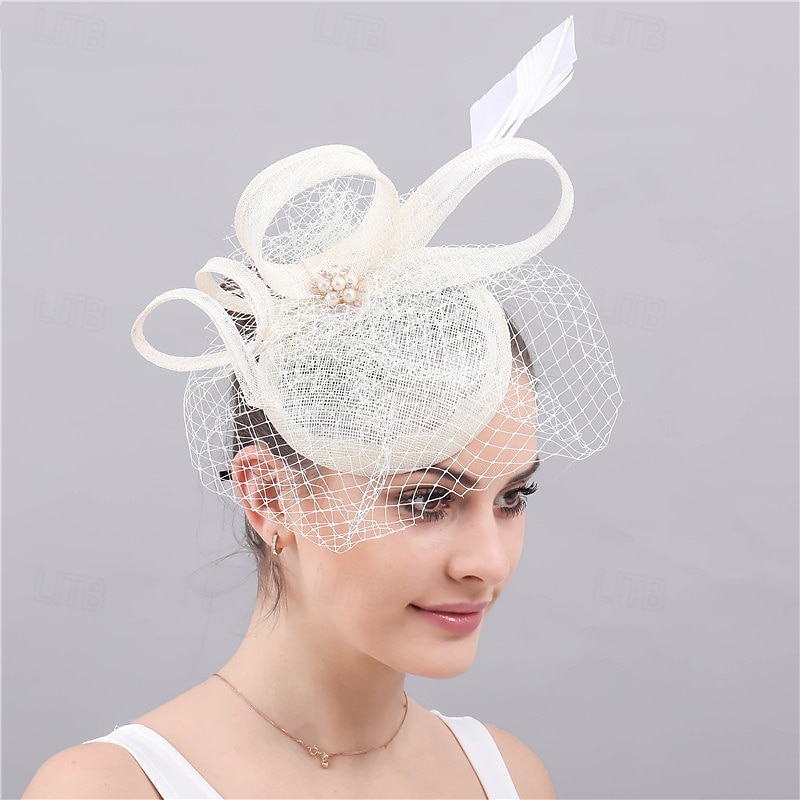 Fascynatorzy Sinamay Ślub Urodziny Zabytkowe Śłodkie Retro Z Tiul Winieta Nakrycia Głowy 2026 - $34.99 –P2