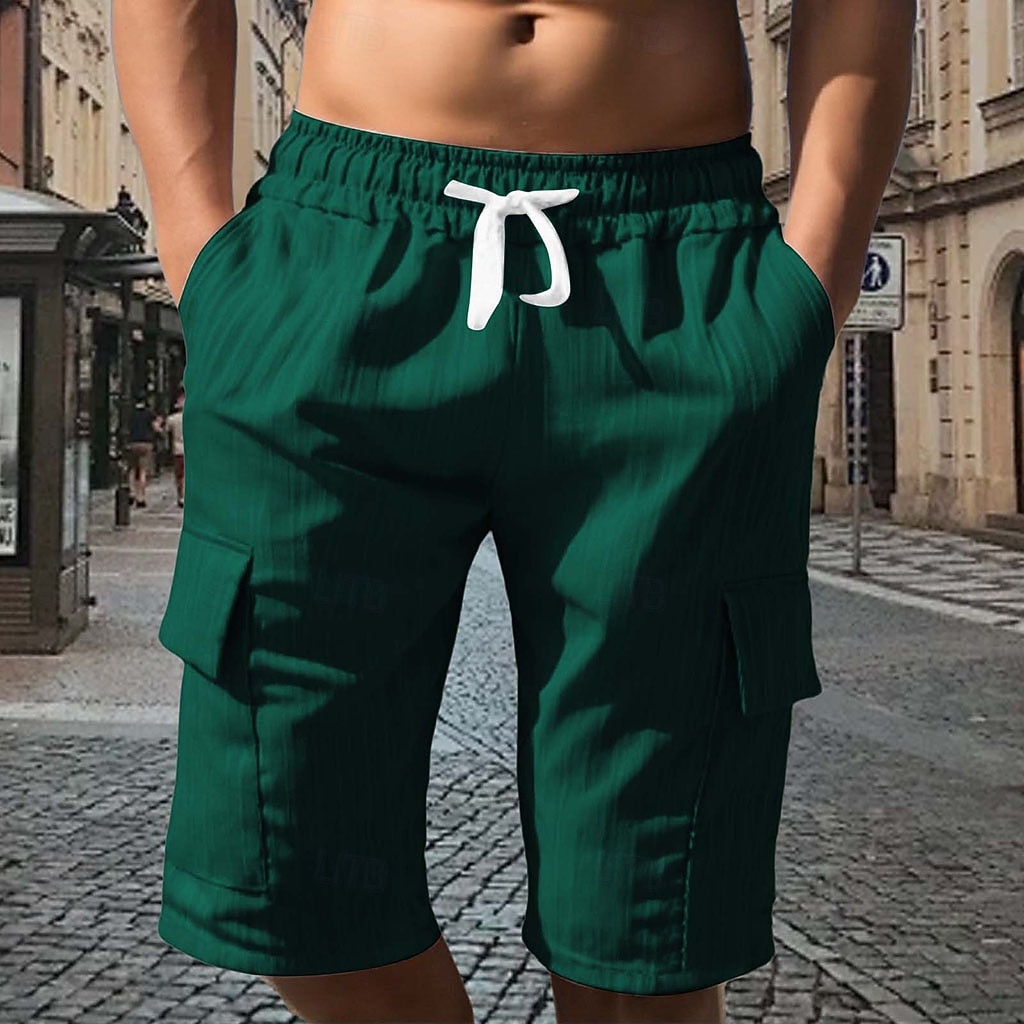 Men's Tactical Shorts Cargo Shorts Shorts Casual Shorts Drawstring Pocket Elastic Waist Plain Comfort Breathable Knee Length Casual Outdoor Vacation Vacation Fashion Navy Blue Micro-elastic 2026 - $21.99 –P8