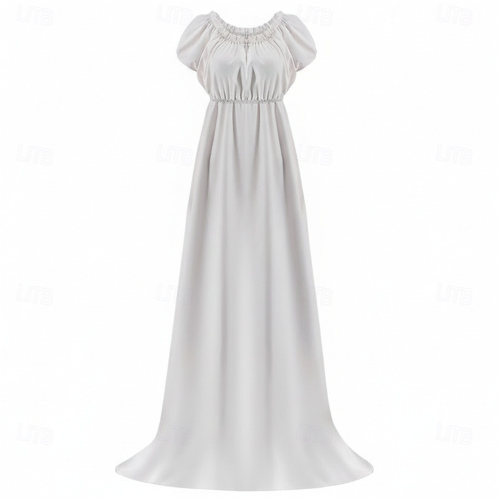 Renaissance 19ème siècle Période de la Régence Longueur au sol Robe Manches courtes Princesse Dame Col rond Déguisement Femmes Royal Halloween Carnaval Foire de la Renaissance Soirée à thème rétro de 2026 ? $59.99 –P10