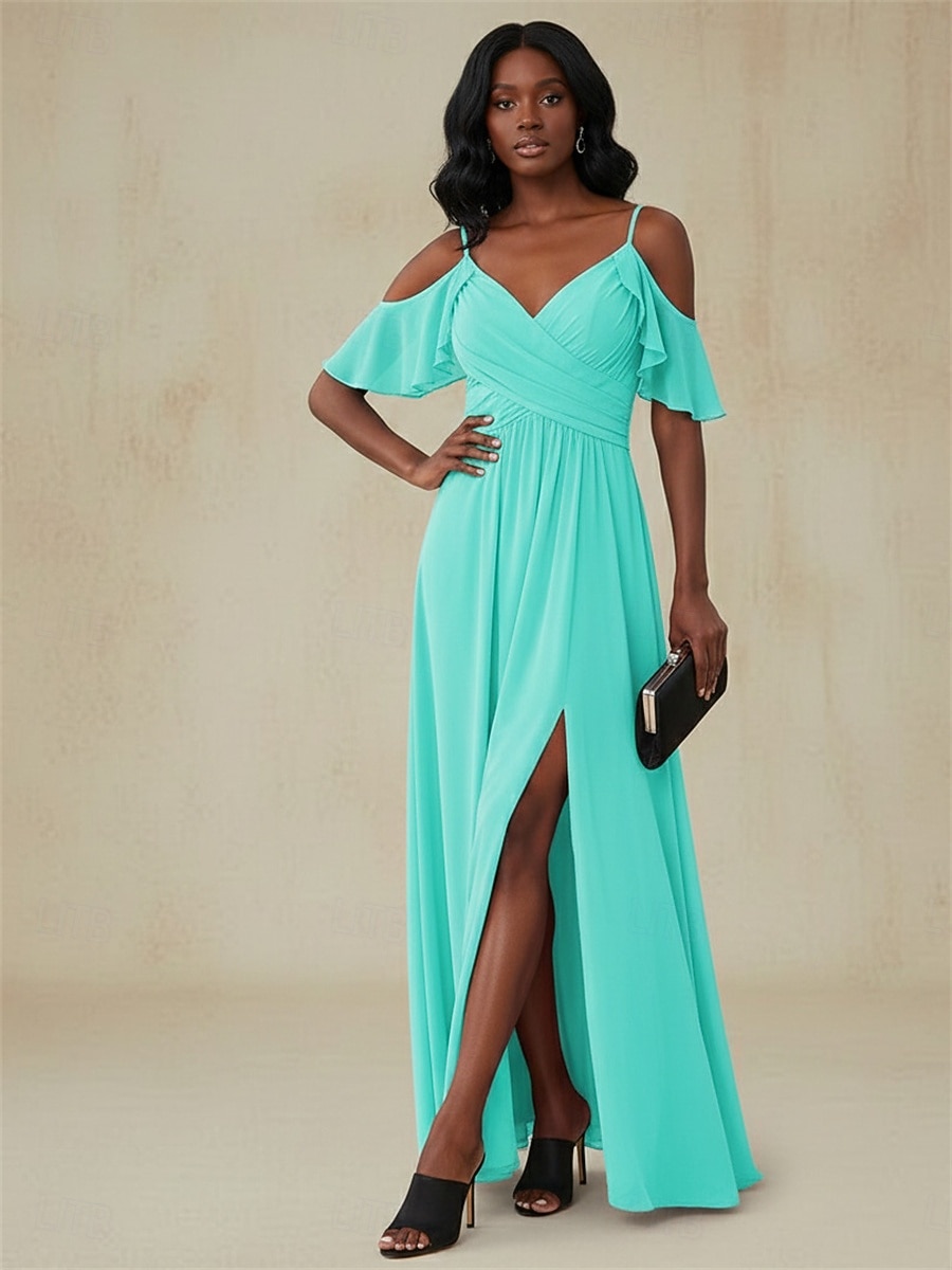 Per donna Abito maxi Vestito da Festa Abito da Cocktail Vestito in Chiffon Abito a trapezio Elegante Moda Classico All'aperto Spiaggia Feste Vestibilità regolare Semplice Manica Corta Scollo a V Blu del 2026 a $52.99 –P1