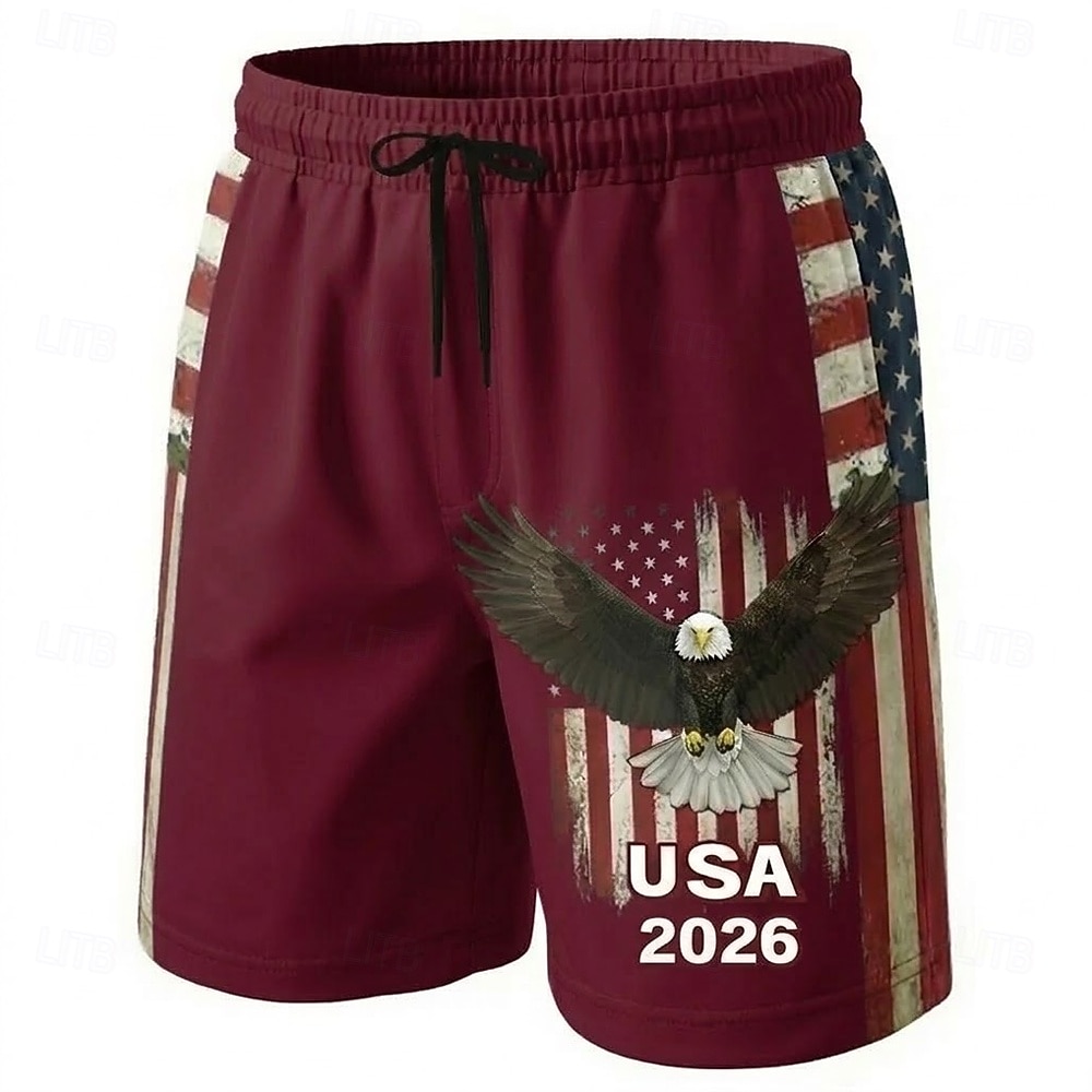 Hombre 4 de julio, 250 aniversario de Estados Unidos Águila Bandera estadounidense Boxers de Natación Pantalones de Natación Pantalones de Surf Media cintura Patriótico Festivos Bolsillos laterales 2026 - $20.99 –P2