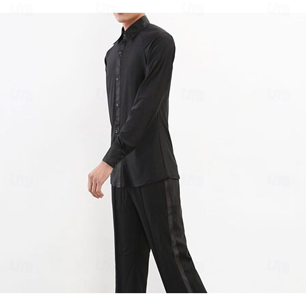 Baile Latino Cima Color Puro Hombre Fiesta Entrenamiento Rendimiento Manga Larga Nailon Licra 2026 - $69.99 –P2