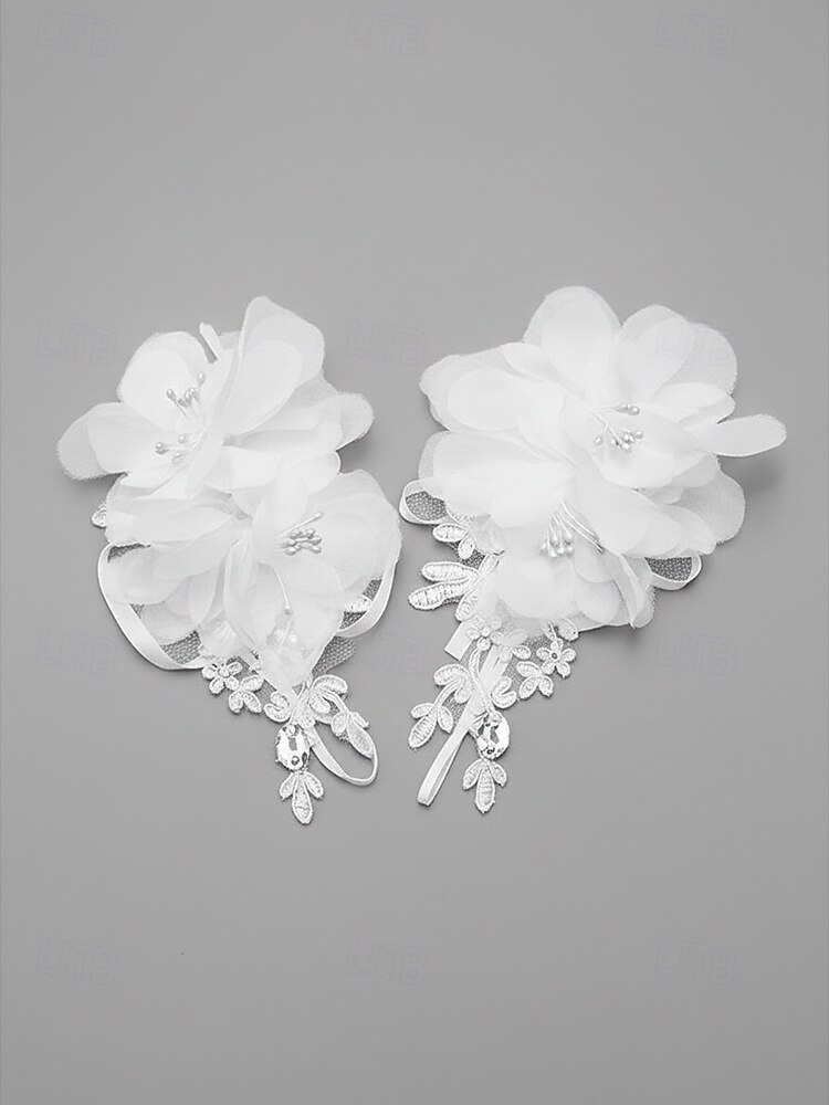 brudhandskar för kvinnor, polyestermaterial, flerfärgade, kronbladsblommönster med strassdetaljer, eleganta spetshandskar perfekta för bröllop, fester och speciella evenemang 2026 - $11.99 –P7