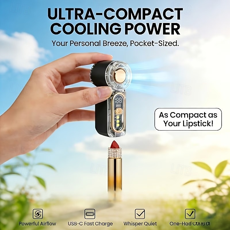 Ventilateur portable de poche, mini ventilateur haute vitesse 22 000 tr/min avec 100 vitesses, autonomie de 24 h, écran LED, ventilateur turbo personnel idéal pour les voyages et les activités de de 2026 ? $21.99 –P6