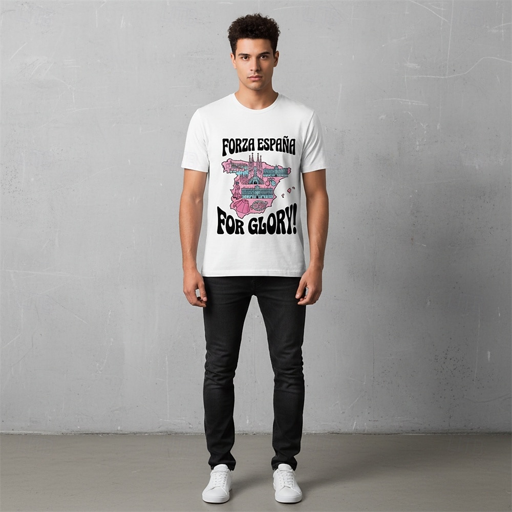 Match mondial de football 2026 Vêtements de sport T-shirt graphique Football Fan de football espagnol Patriotique Tee-shirt pour Unisexe Adulte Impression 3D  pour de 2026 ? $18.99 –P2