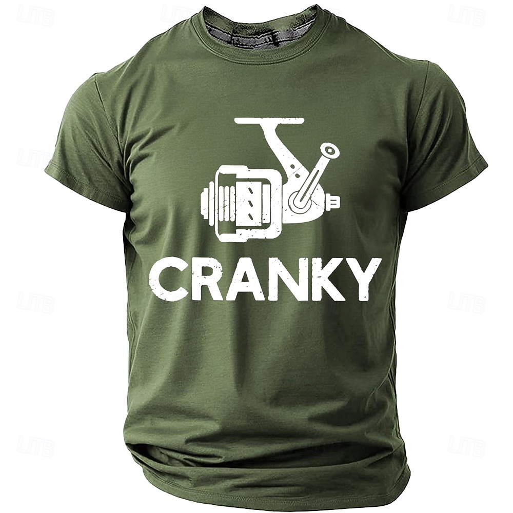 Men's Cranky Fishing Reel Spinning Reel Funny Humorous Pun Fisherman Gift T Shirt Graphic Regular Fit Outdoor Fishing Trip Designer Clothing Apparel S M L XL XXL XXXL 2026 - $22.99 –P7