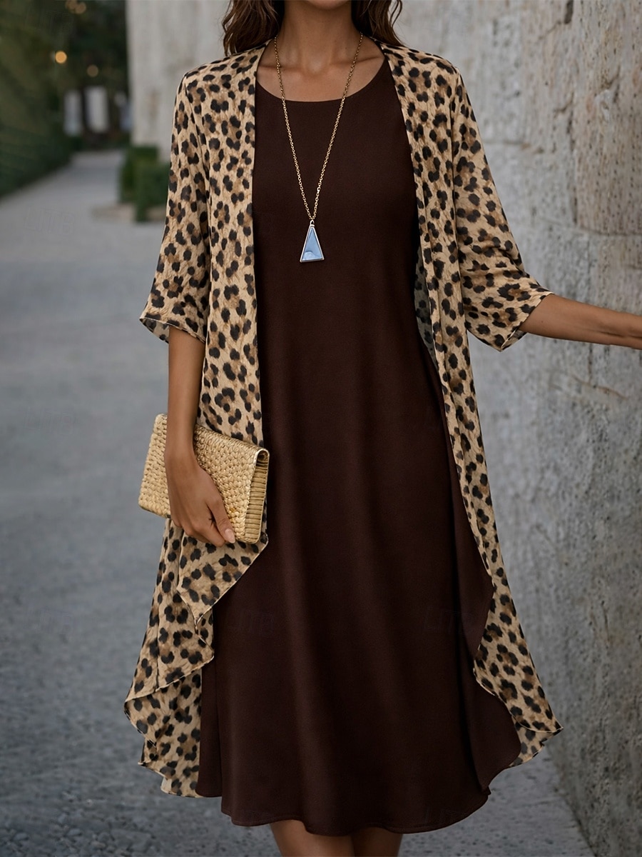 Γυναικεία Μίντι φόρεμα Καθημερινό φόρεμα Σετ Φόρεμα Κομψό Μοντέρνα ΕΞΩΤΕΡΙΚΟΥ ΧΩΡΟΥ Διακοπές Εξόδου Κανονικό Πουά 3/4 Μήκος Μανικιού Στρογγυλή Ψηλή Λαιμόκοψη 2026 - $41.99 –P6