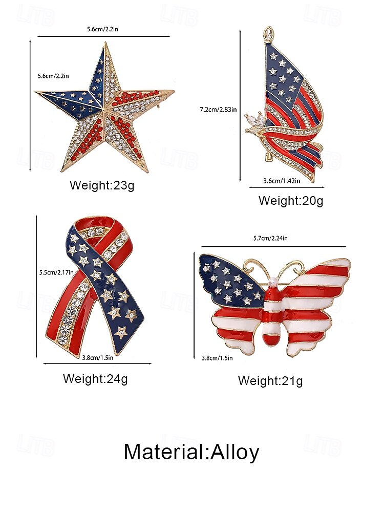 Женская брошь-булавка из сплава с изображением флага США, представленная в нескольких вариантах, идеально подходит для празднования 250-летия США, Дня независимости, вечерних мероприятий и торжественных случаев. 2026 - $11.99 –P14