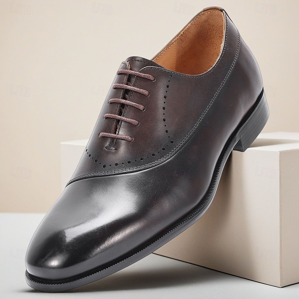 scarpe eleganti da uomo in pelle di prima qualità: vera pelle di vacchetta, stile elegante e moderno, vestibilità comoda per gli uomini, perfette per eventi formali, matrimoni, feste, ufficio e occasioni speciali del 2026 a $109.99 –P1