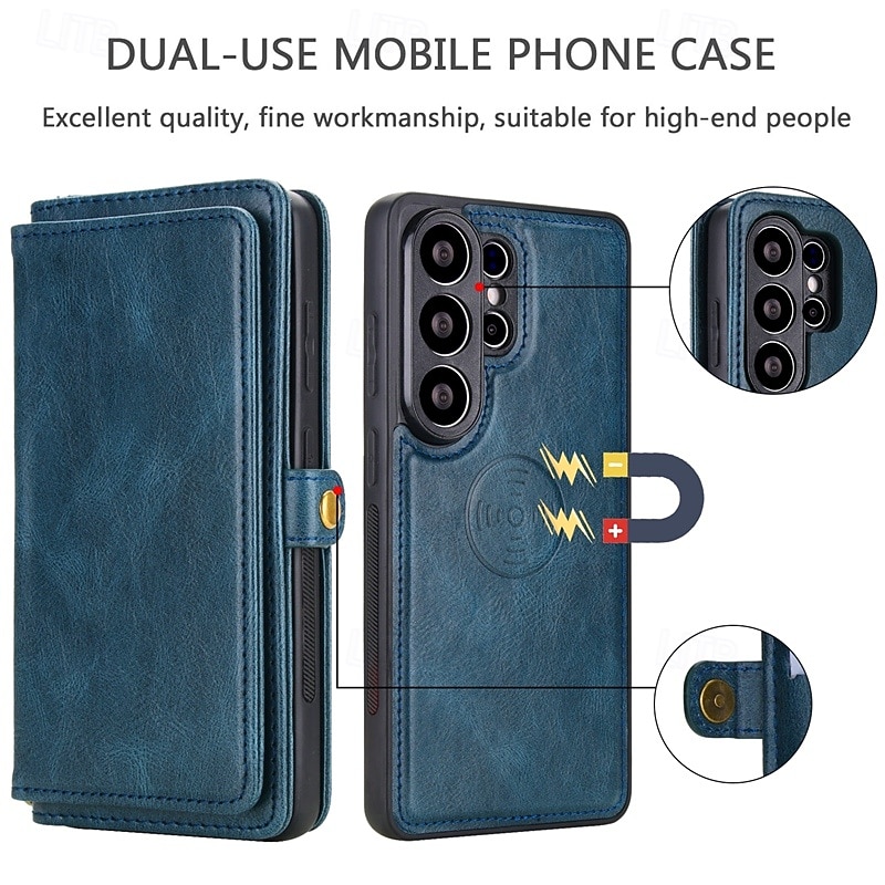 Phone Case For Samsung Galaxy S26 S26 Plus S26 Ultra Wallet Case Detachable Magnetic Full Body Protective Retro PU Leather 2026 - $24.99 –P5