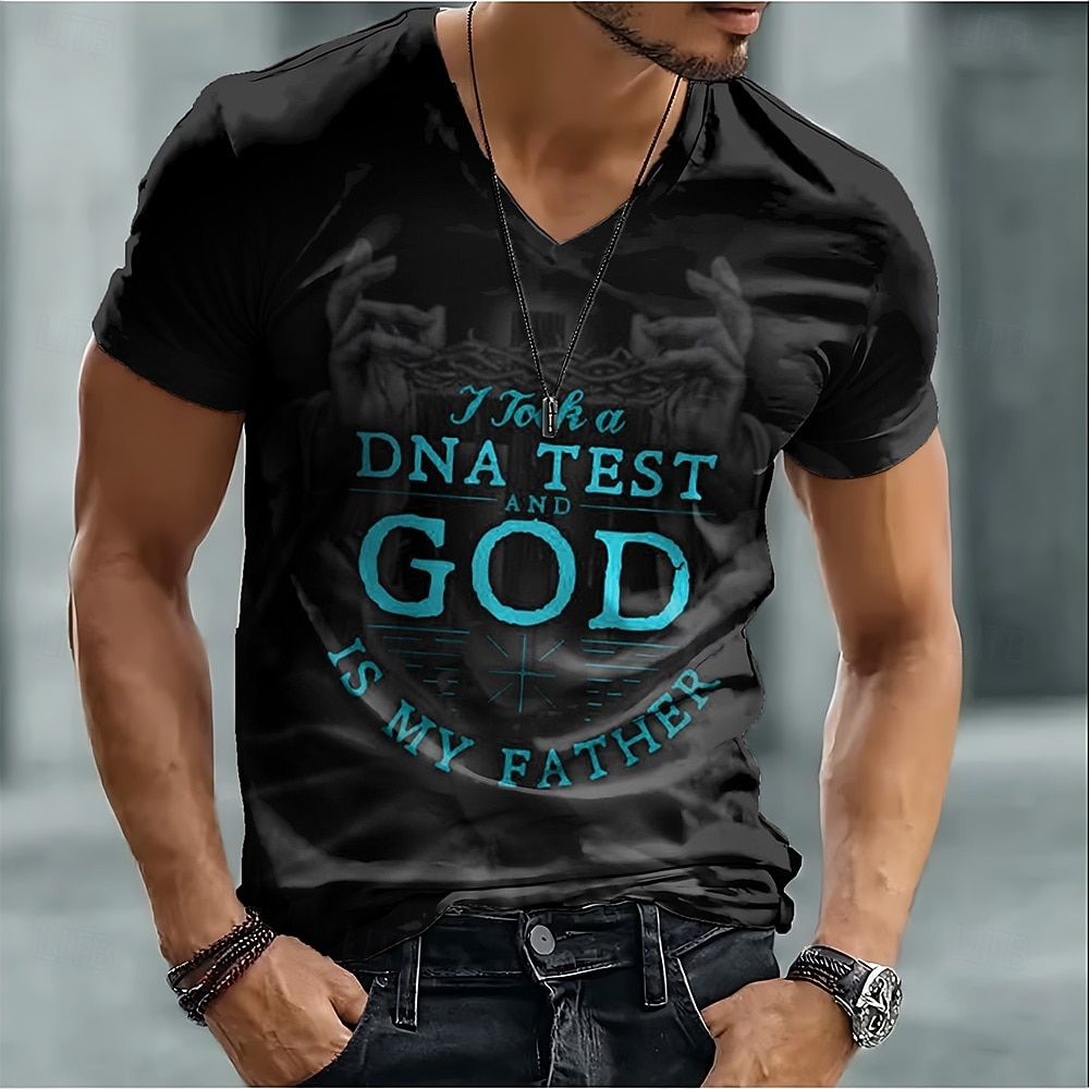 Koszulka męska Biblia Wziąłem Test DNA I Bóg Jest Moim Ojcem Chrześcijańska Religijna Śmieszna Jezusa Wiara V-Koszulka Graficzna Slim Fit Kościół Niedzielna Cześć Prezent Odzież Projektanta 2026 - $22.99 –P2