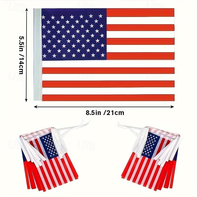 Cordões com bandeiras patrióticas dos EUA – 20/40 mini bandeiras americanas para sala de aula, jardim &4 de julho, Dia da Independência, 250º aniversário, decorações do Dia da Memória de 2026 por $10.99 –P4