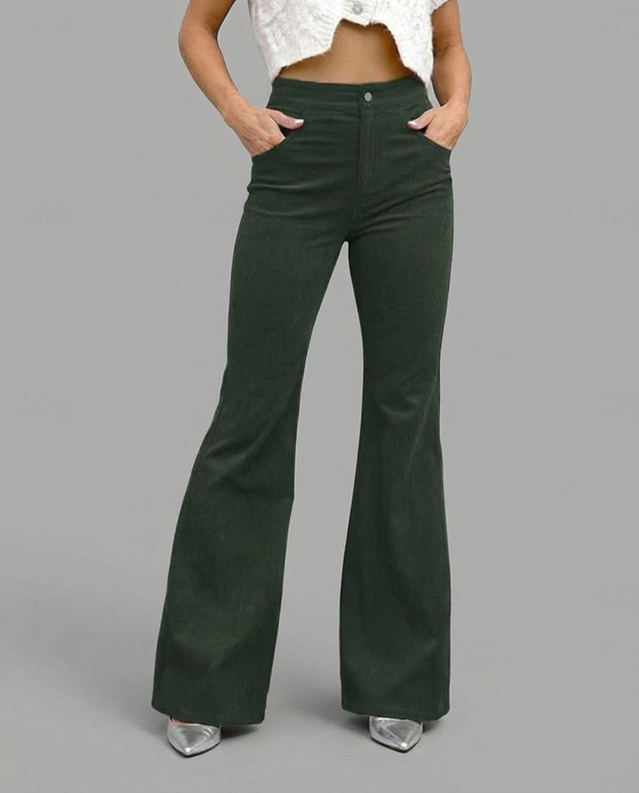 Women's Flare Vacation Fashion Streetwear Full Length High Waist Comfy Soft Micro-elastic Vacation Formal Street Blue Army Green Wine Black Fall Regular Fit 2026 - $22.99 –P2
