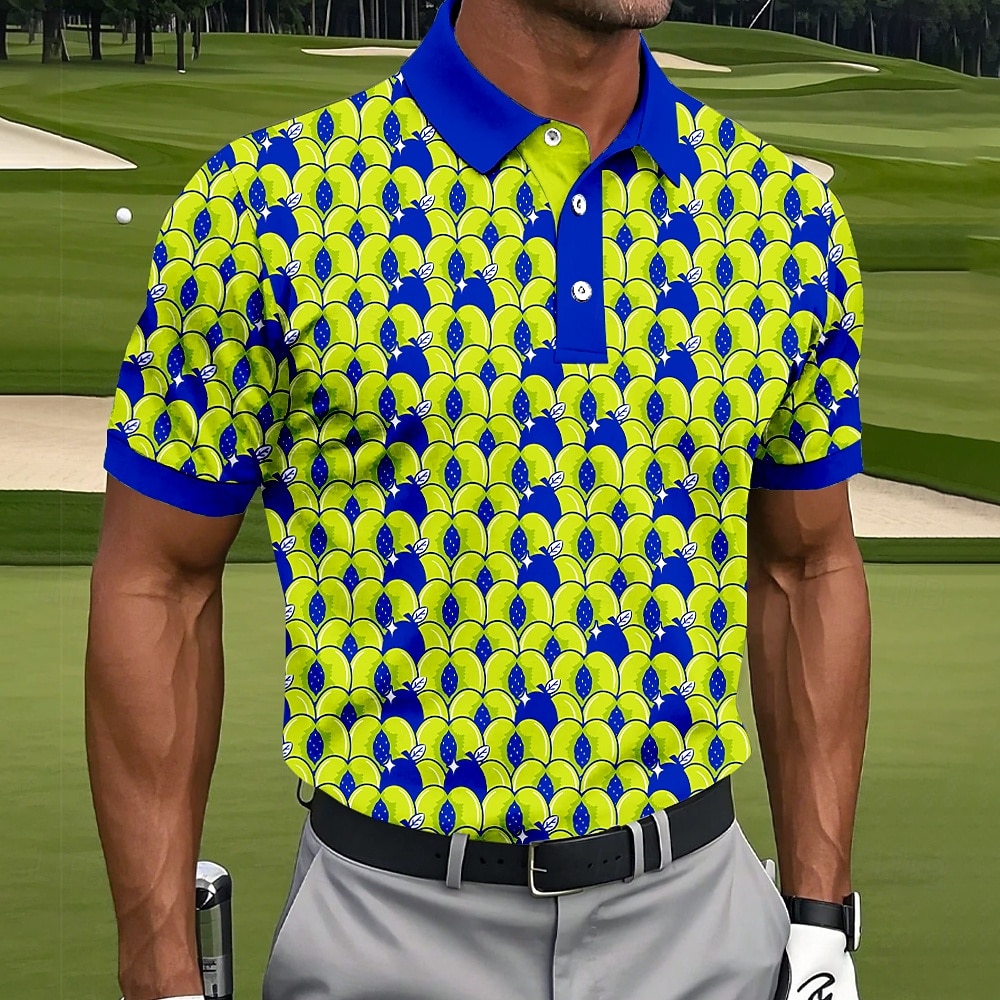 Męskie Geometryczny Golf Koszulki sportowe polo Krótki rękaw Koszulki polo Koszule z kołnierzykiem Codzienny Athleisure Guziki Lato Niebieski Fioletowy Pomarańczowy 2026 - $22.99 –P1