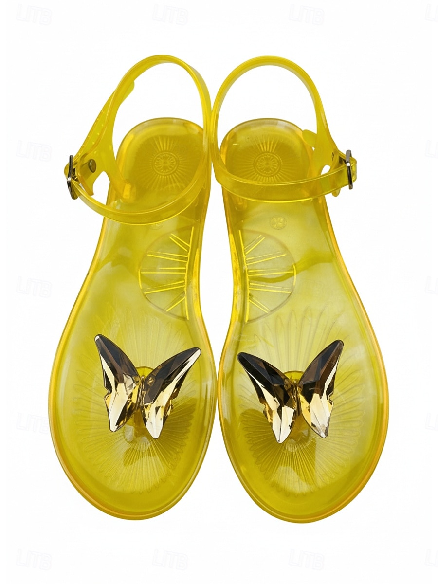 Eleganti sandali infradito neri da donna in gelatina - infradito impermeabili con fiocco a farfalla, perfetti per le vacanze al mare e il relax a bordo piscina. &abbigliamento estivo da resort del 2026 a $24.99 –P1