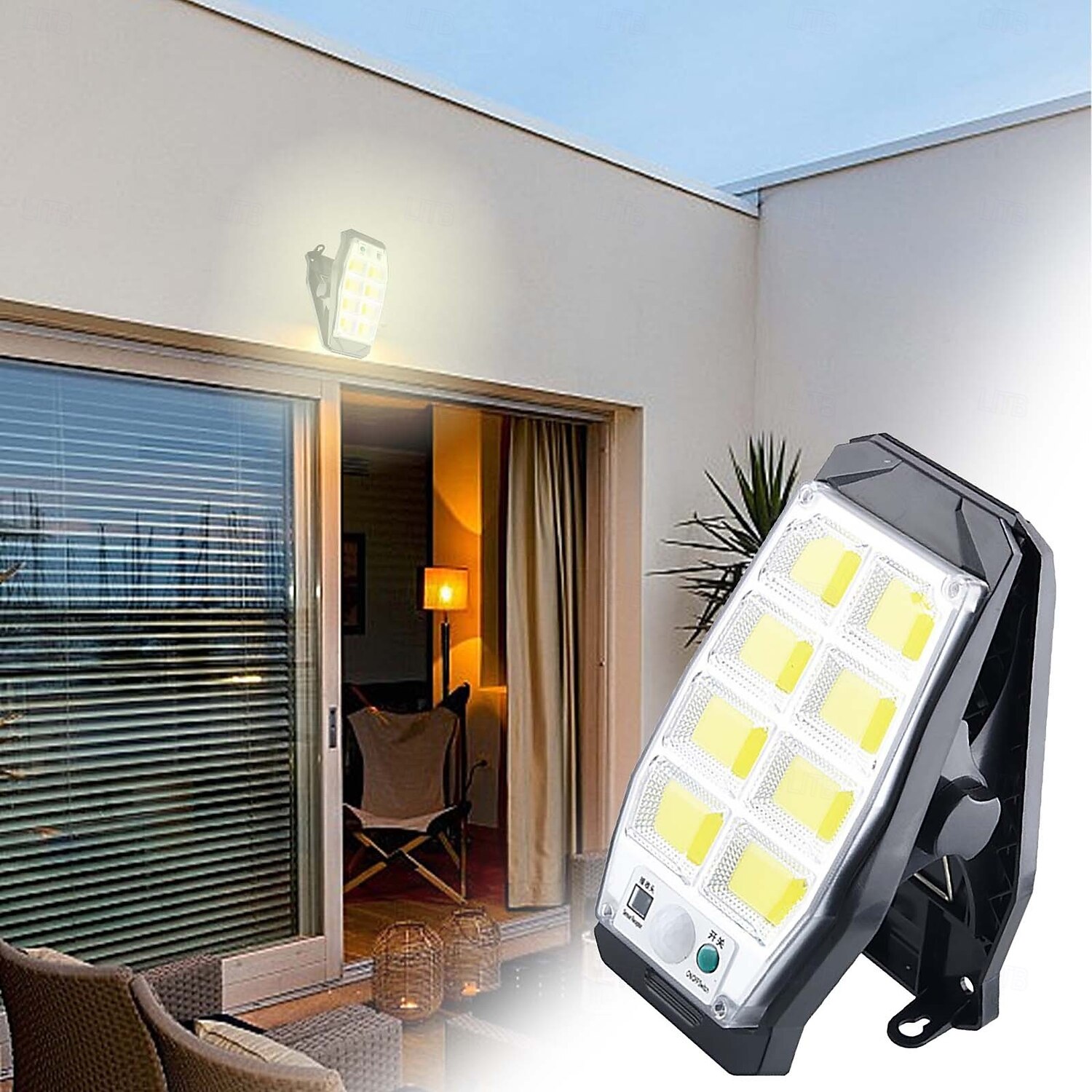 Utendørs solcelledrevet 8-rutenett LED-cob-vegglampe med klips og bevegelsessensor, IP65 vanntett, multifunksjonell nødarbeidslampe for hage, gårdsplass, gjerde, park, garasjebelysning 2026 - AU $36.39 –P8