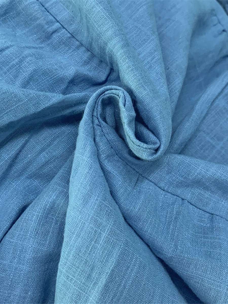 Damen Maxikleid Kunstbaumwollleinen Hemdblusenkleid Sommerkleid Kaftan Kleid Urlaub Basic Modern Täglich Wochenende Lässiger Schnitt Einfach Dreiviertelarm V Ausschnitt Blau Weiß Gelb Sommer Frühling 2026 - $34.99 –P6