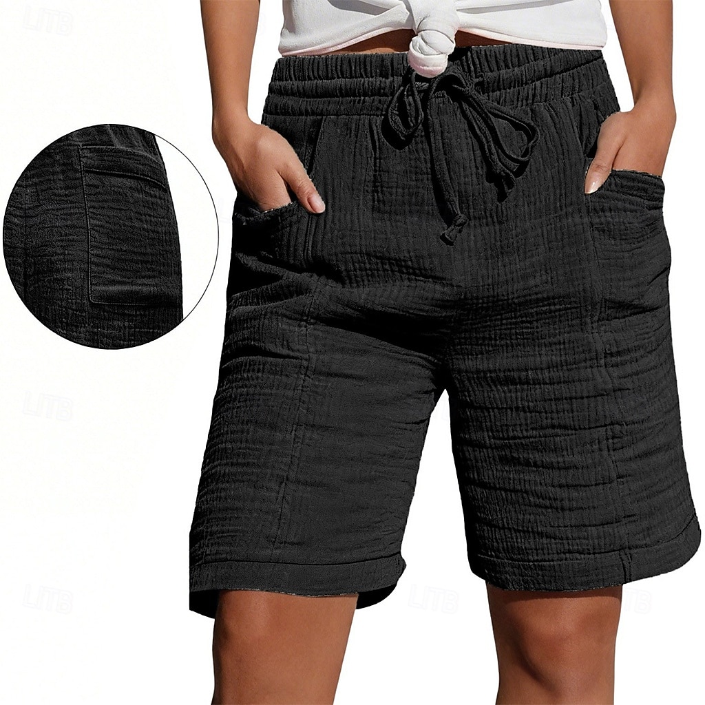 Damen Bermudashorts Shorts Sommershorts Strandshorts Urlaub Mode Alltagstauglich Knielang Hohe Taille Einfarbig Einfach Kordelzug Tasche Elastischer Bund Komfort Weich Atmungsaktiv Mikroelastisch 2026 - $28.99 –P11