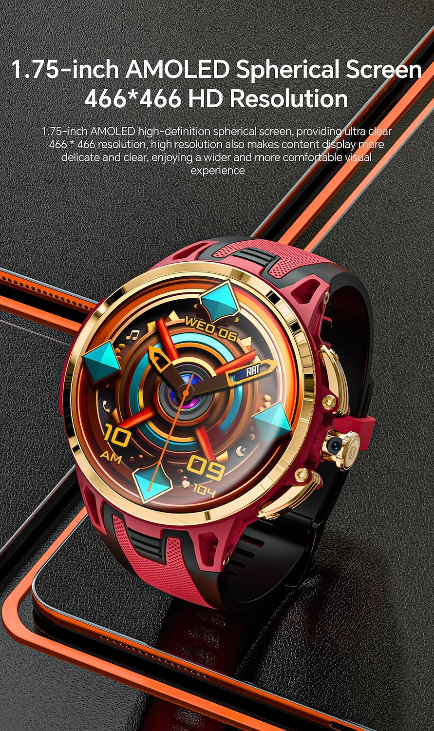 Relógio inteligente Lokmat Appllp 4 Pro de 1,75 polegadas com 4G LTE, pedômetro, lembrete de chamadas, monitor de sono, compatível com Android e iOS, unissex, GPS, IPX-1, caixa de 50 mm. de 2026 por $213.09 –P2