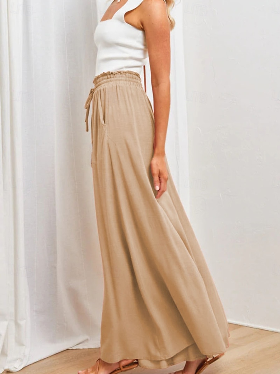 Dam Trosor Kinesiska Aktiv Streetwear Ledigt Fullängd Medium Midja Slät Snörning Bekväm Oelastisk Dagligen Utomhus Gata Aprikos Svart Mörk marin Kaki Sommar Vår Lös passning 2026 - $22.99 –P13