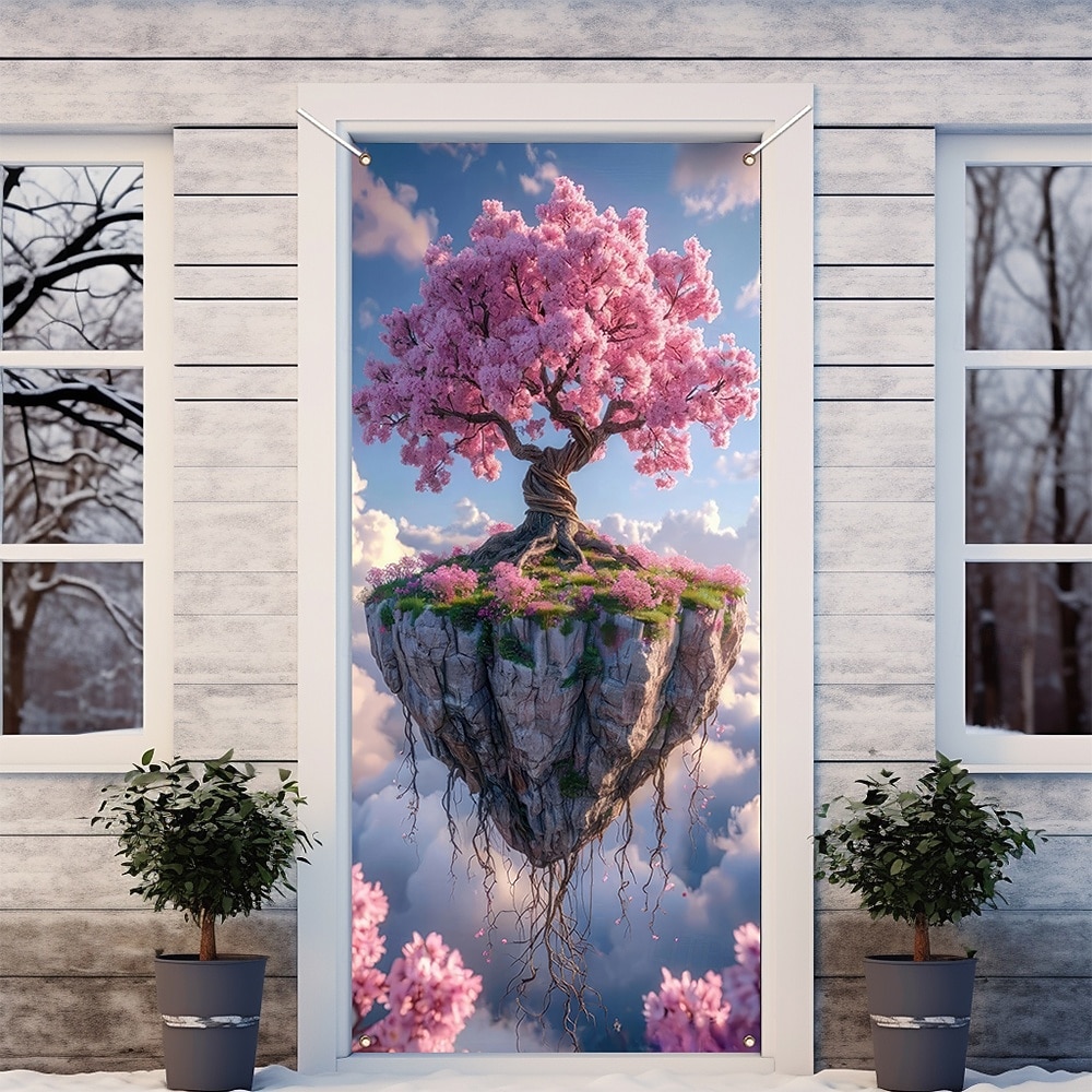 Fantasy Tree of Life Golden Tree Floating Island Full Moon Starry Night Door Banner Wall Tapestry Magical Landscape Home Decor Front Door Decoration Entryway Decor Indoor Outdoor 2026 - $17.99 –P8
