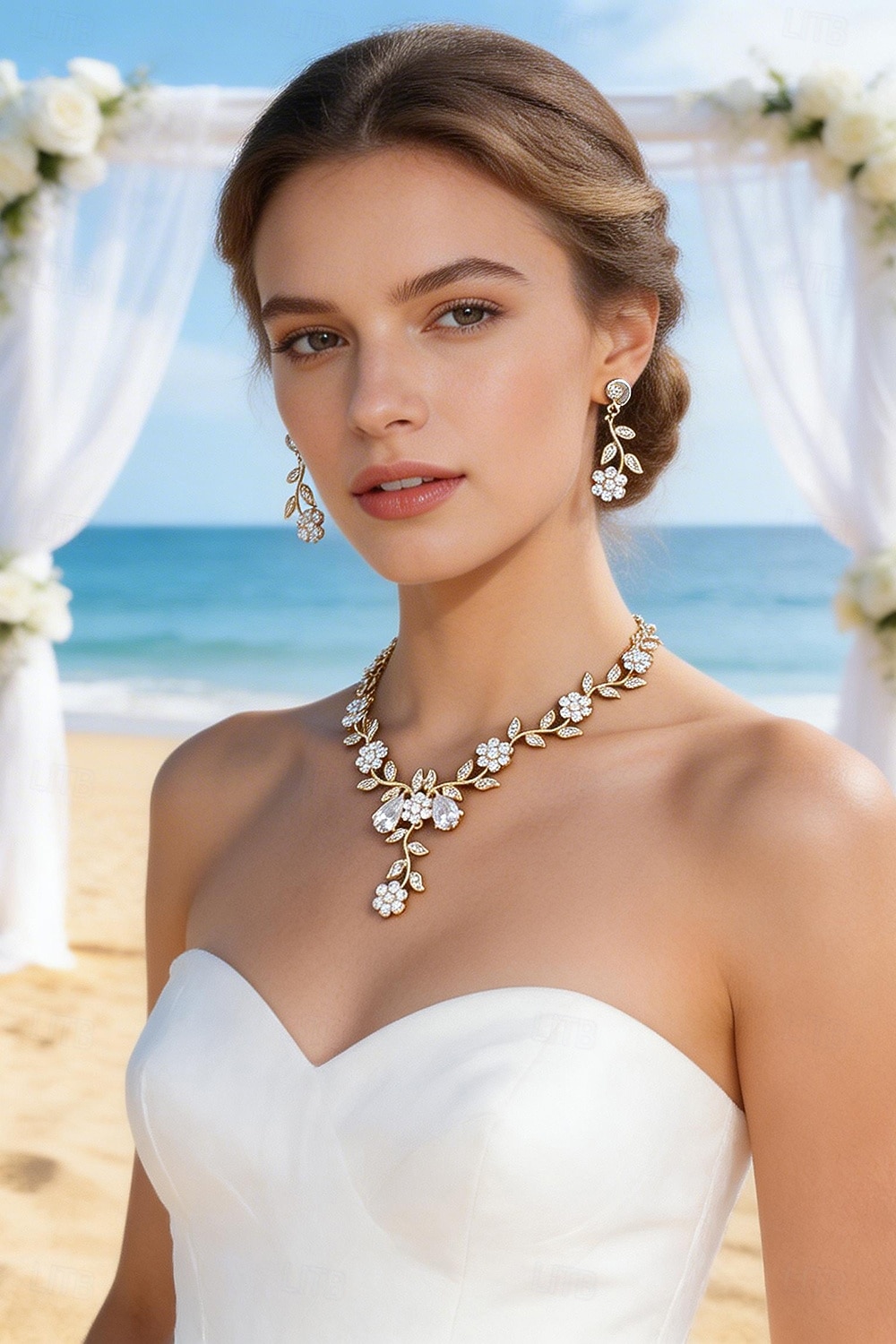 1 set Bruidsjuwelen Sets Voor Vrouwen Witte Feest Bruiloft Rhinestone Legering Link  Ketting Daling Bloem Botanisch  Cadeau  Verloving dress to impress 2026 - GBP £16 –P1