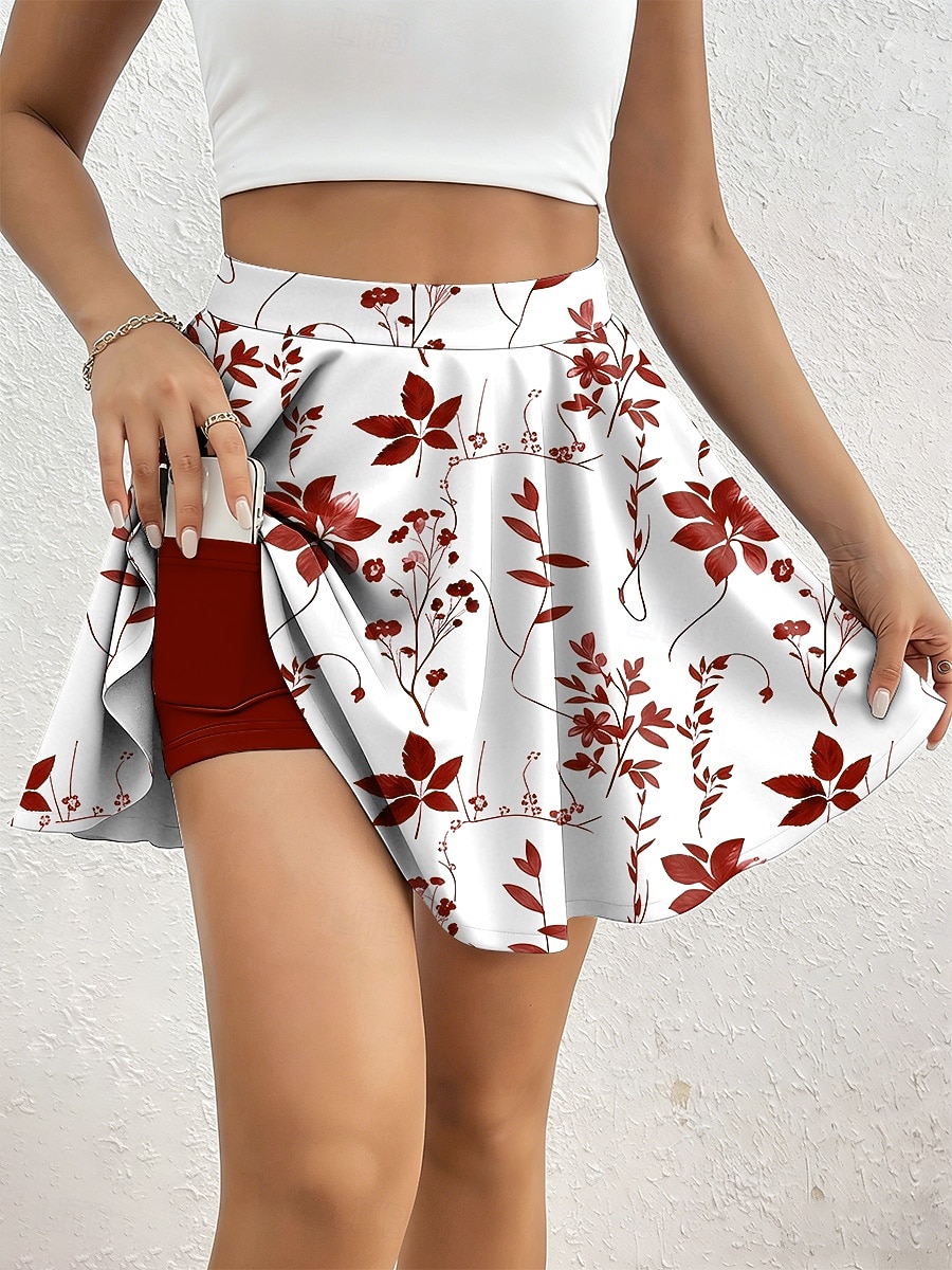 Damen Urlaubsrock Elegant Mode Hawaiianisch Badeanzugshosen Über dem Knie Hohe Taille Röcke Blumen Grafik Druck Dehnbar Täglich Strand Gelb Rote Blau Grün Sommer 2026 - $19.99 –P2