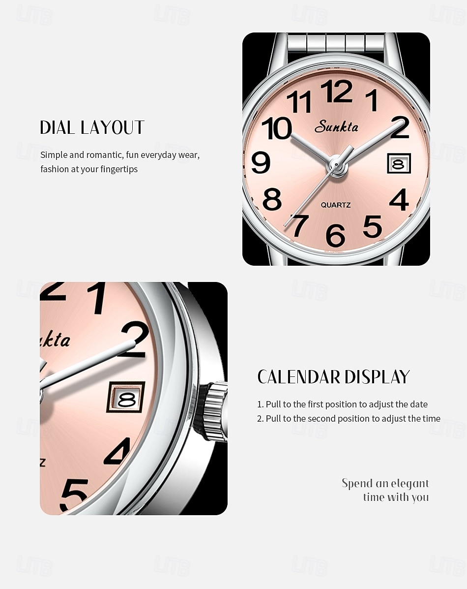 Women's Watch with Steel Elastic Band, Easy to Read Ladies Quartz Watches with Pink Dial and Date Display, Stainless Steel Stretch Bracelet Wrist Watch for Women Girl Gift, Fashion Casual Waterproof 2026 - $18.99 –P10