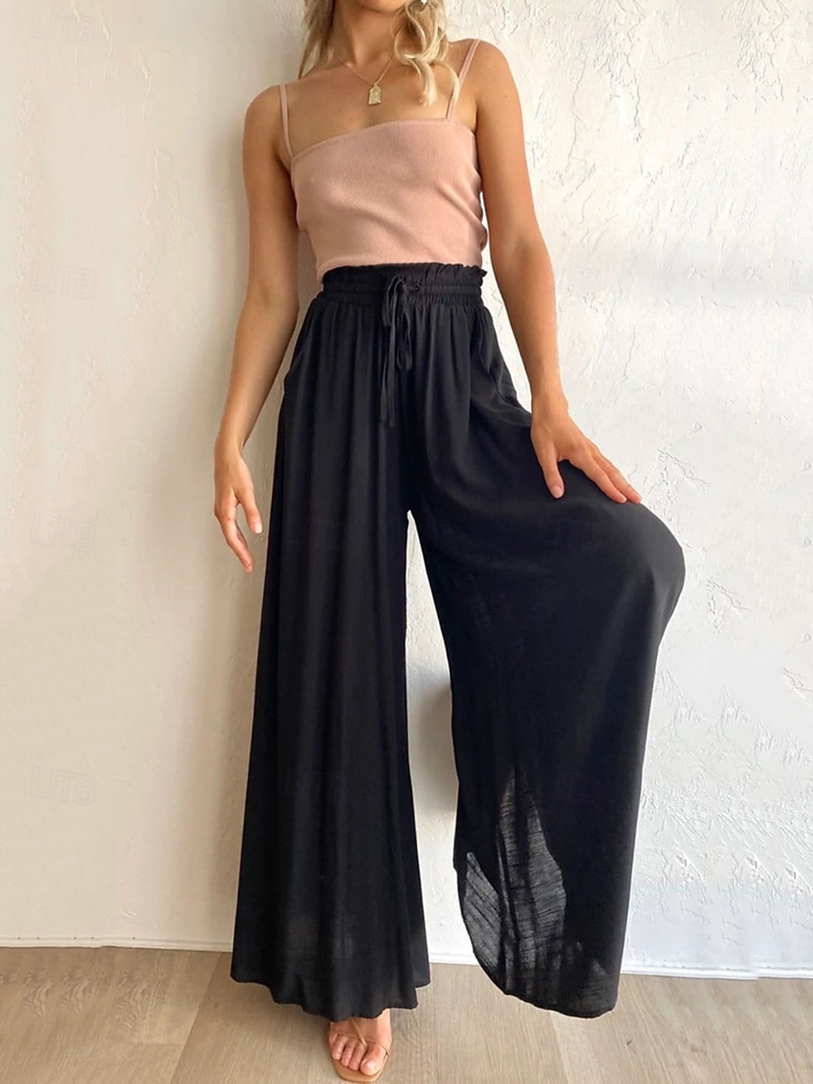 Dam Trosor Kinesiska Aktiv Streetwear Ledigt Fullängd Medium Midja Slät Snörning Bekväm Oelastisk Dagligen Utomhus Gata Aprikos Svart Mörk marin Kaki Sommar Vår Lös passning 2026 - $22.99 –P8