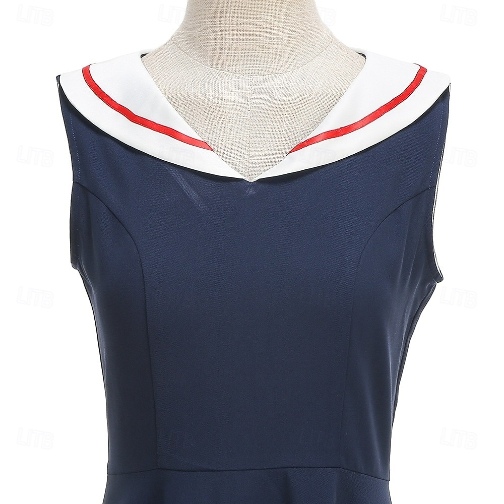 Anos 50 Retro Vintage Até os Joelhos Vestidos Rockabilly Vestido Flare Sem Mangas Côr Sólida Fantasia Mulheres Carnaval Baile de Máscaras Baile de Formatura Festa de Noite Festa de Noivado Adulto de 2026 por $47.99 –P4