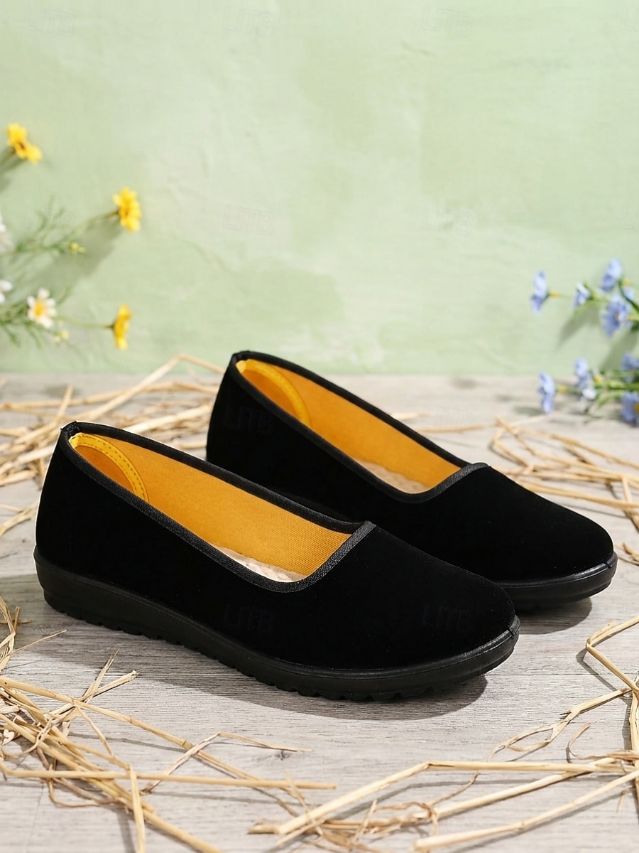 Komfortable svarte slip-on flats for kvinner – myke flats med fleksibel såle for hverdagsbruk, turgåing og uformelle utflukter 2026 - $18.99 –P8