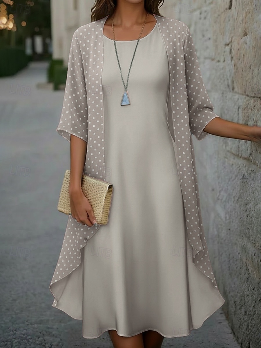 Γυναικεία Μίντι φόρεμα Καθημερινό φόρεμα Σετ Φόρεμα Κομψό Μοντέρνα ΕΞΩΤΕΡΙΚΟΥ ΧΩΡΟΥ Διακοπές Εξόδου Κανονικό Πουά 3/4 Μήκος Μανικιού Στρογγυλή Ψηλή Λαιμόκοψη 2026 - $41.99 –P4