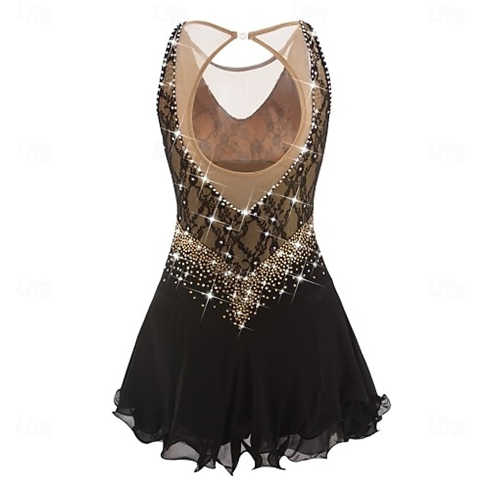 Abito da pattinaggio artistico Ragazze Pattinaggio sul ghiaccio Vestito Lilla Nero Bianco Patchwork Schiena aperta Elasticizzato Allenamento Competizione Vestiti da pattinaggio sul ghiaccio Classico del 2026 a $188.99 –P3