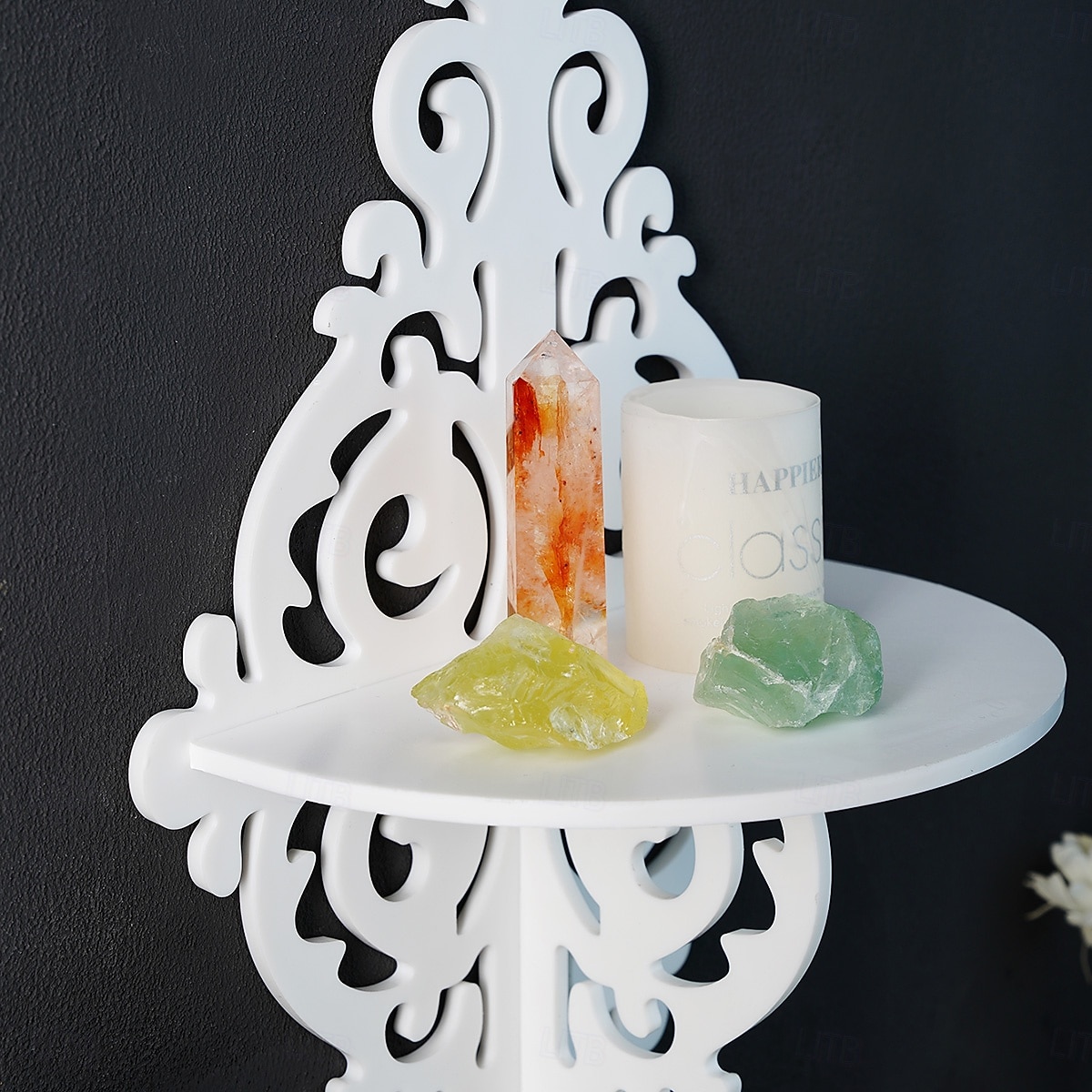 Creative Simple White Pattern Decorative Shelf, DIY Assembly Floating Shelf, Ideal for Home Wall Decoration, Living Room Display Stand, Crystal Stone Display Shelf 2026 - $15.99 –P11
