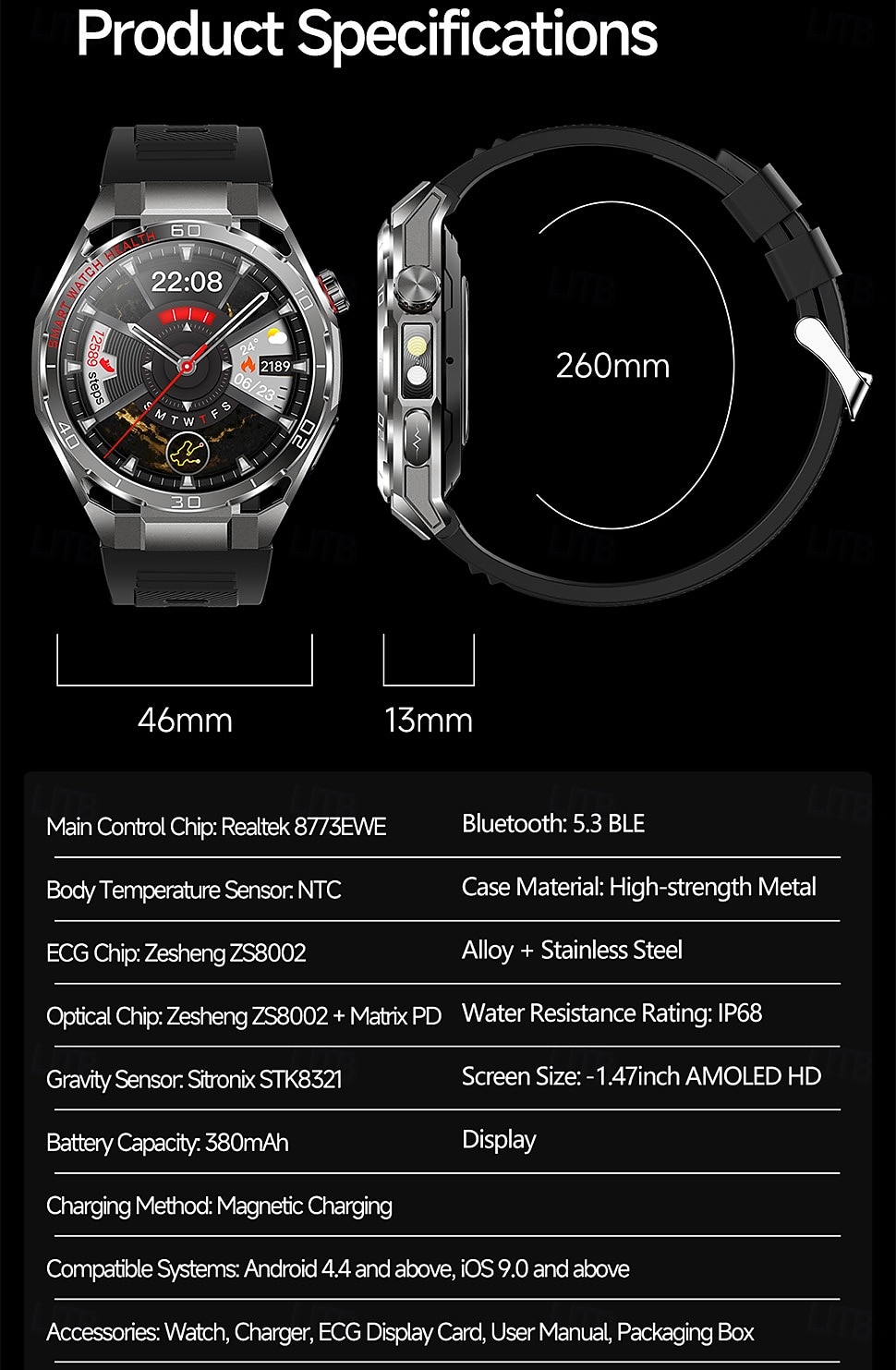iMosi TK40 Slimme horloge 1.47 inch(es) Smartwatch met Bluetooth-belfunctie Stappenteller Gespreksherinnering Activiteitentracker Compatibel met: Android iOS Uniseks Handsfree bellen Mediabediening 2026 - $88.99 –P19
