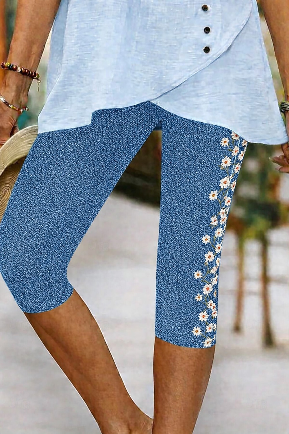 Damskie Spodnie capri Typu Chino Getry Urlop Zabytkowe Moda miejska Długość do łydki Wysoka talia Kwiaty Graficzny Drukowanie Komfort Miękka Wygodny Elastyczny Codzienny Na zewnątrz Urlop Niebieski 2026 - $19.99 –P2