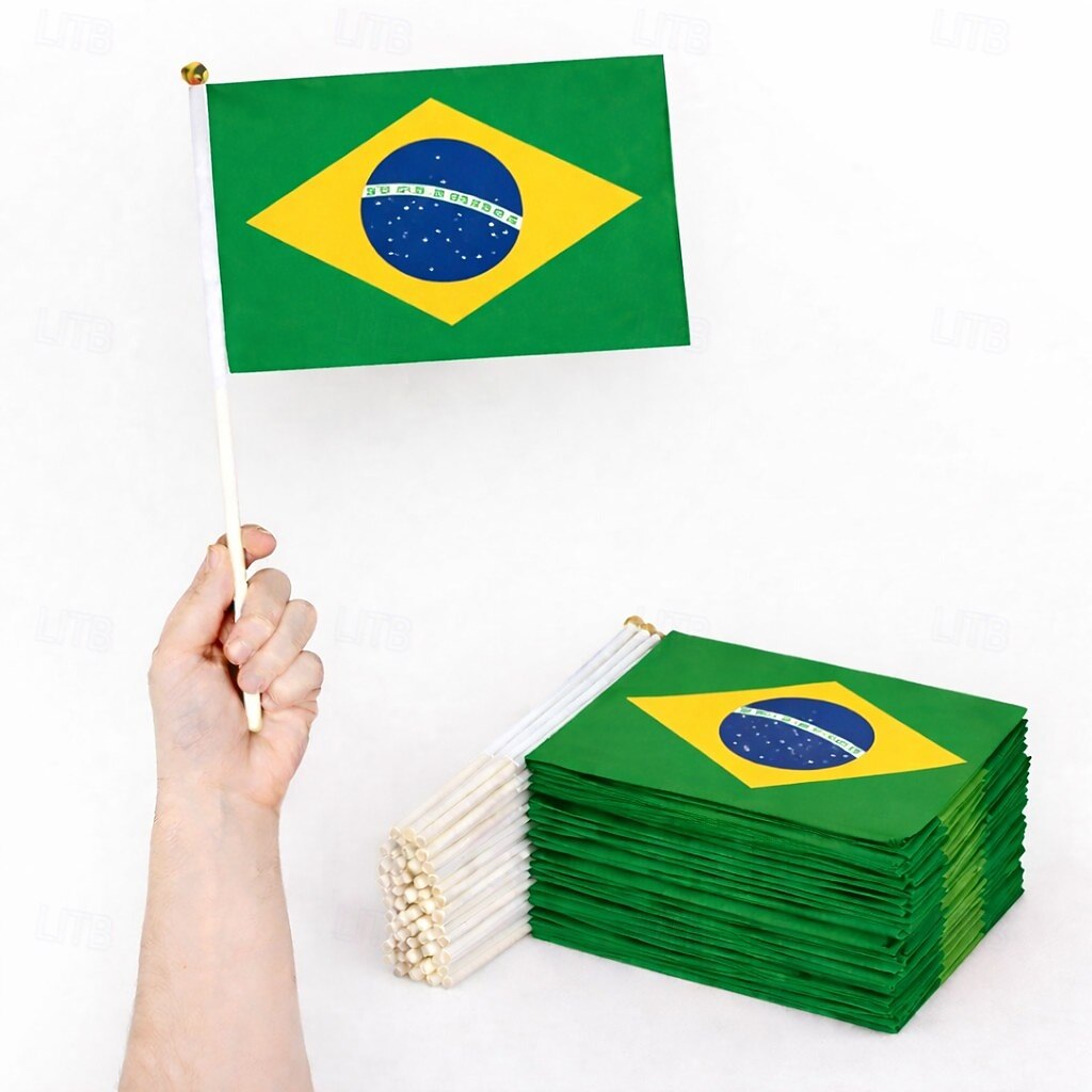 Världsfotbollsmatch 2026 Flagga Handhållen flagga Brasilien Fläkt Cosplay Barn Vuxna Unisex Maskerad Fest Fotbollsmatch Klä ut 2026 - $12.49 –P1