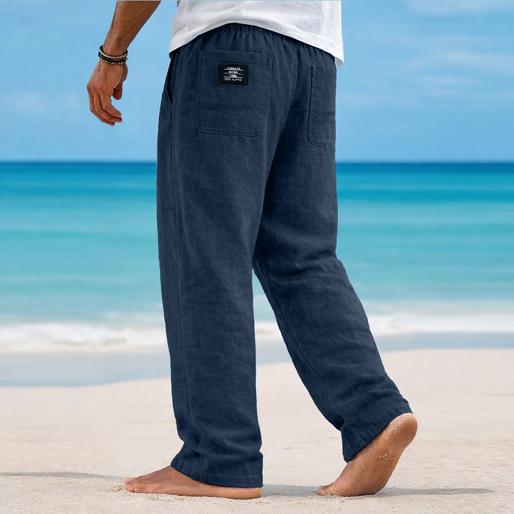 Homme Pantalons en Lin Pantalons Pantalon d'été Pantalons Amples Pantalons de Plage Cordon de serrage Taille Élastique Jambe Droite Couleur Unie Léger Respirant Longueur complète Occasionnel de 2026 ? $25.99 –P7