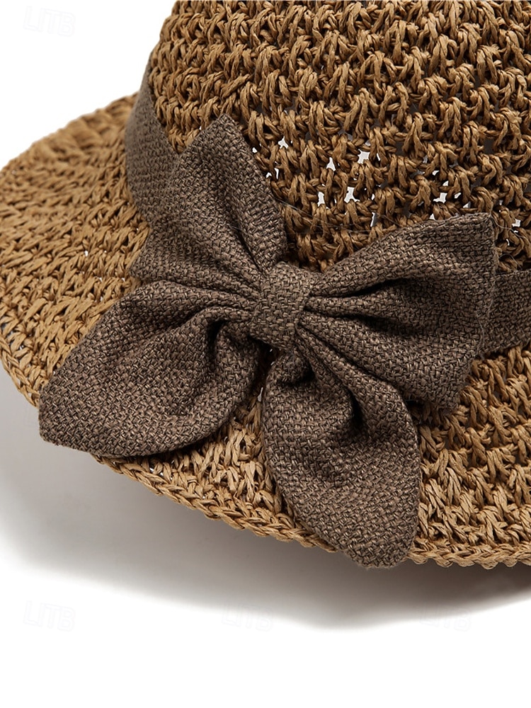 Naisten boheemi olkihattu rusetilla – useita värejä, kokoontaitettava helppoa kantamista varten, täydellinen arkeen ja rantalomalle 2026 - $11.99 –P12