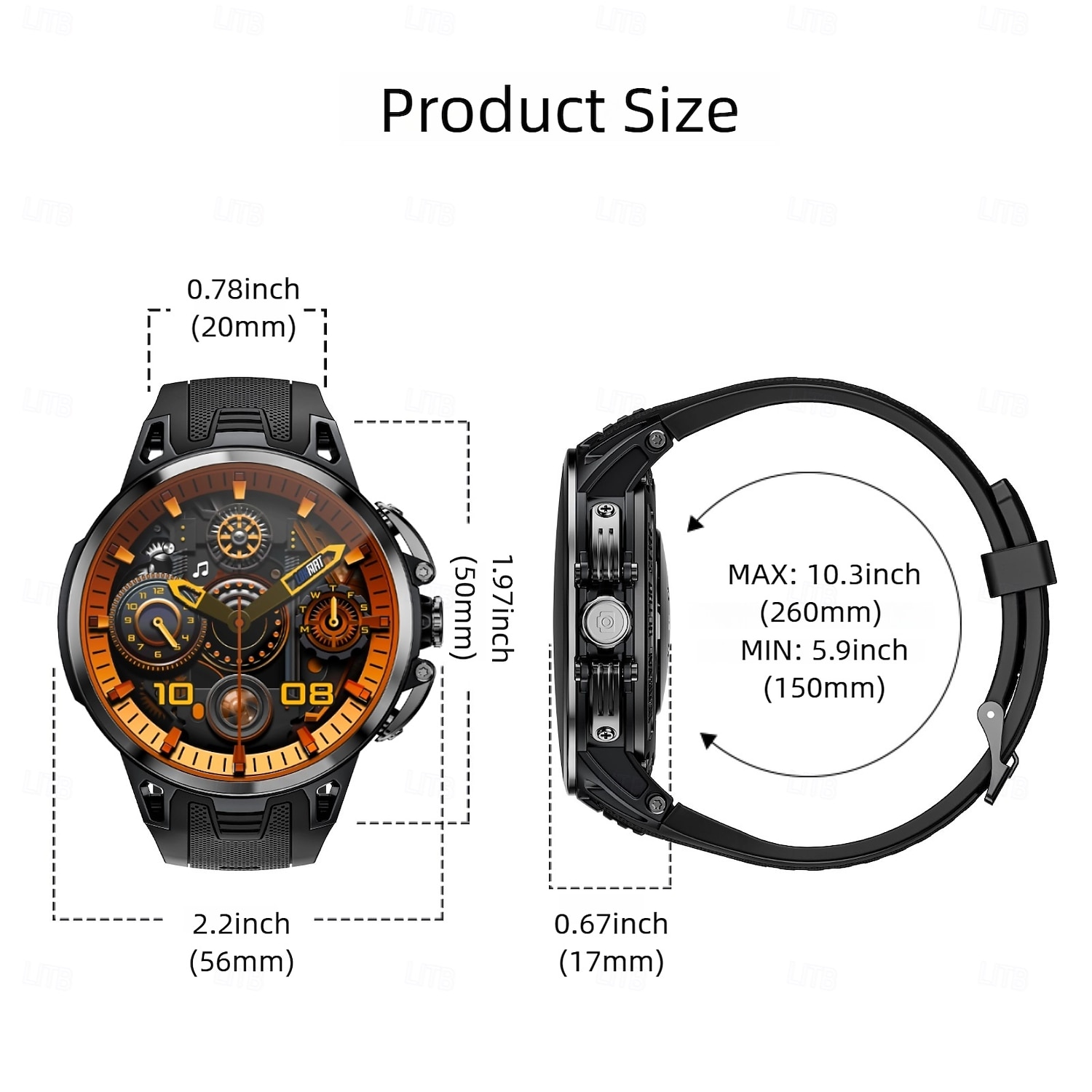 Relógio inteligente Lokmat Appllp 4 Pro de 1,75 polegadas com 4G LTE, pedômetro, lembrete de chamadas, monitor de sono, compatível com Android e iOS, unissex, GPS, IPX-1, caixa de 50 mm. de 2026 por $213.09 –P18