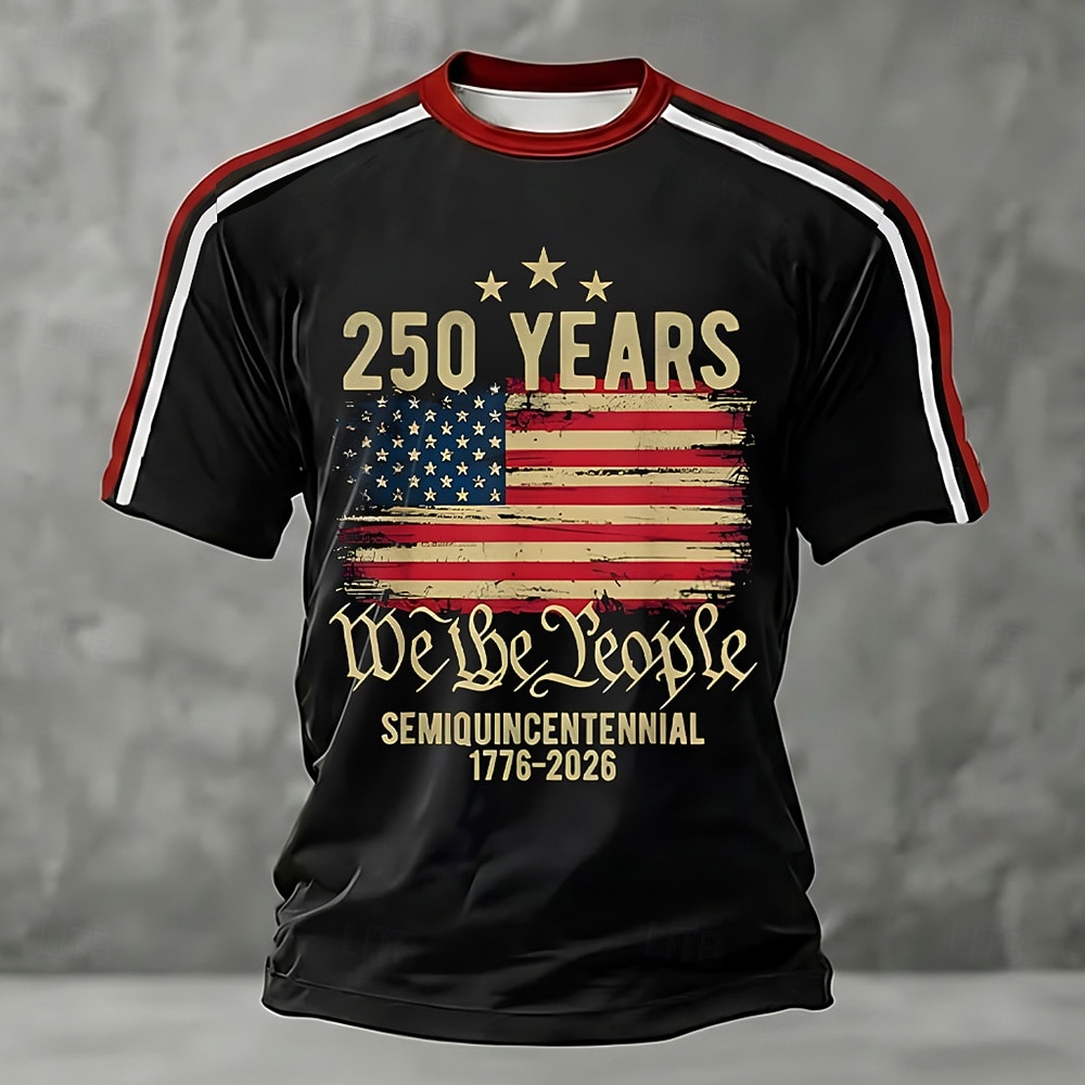 4. juli 2026 250. minnedag Menns patriotiske Patriot US Flag T-skjorte casual 2026 - $21.99 –P1