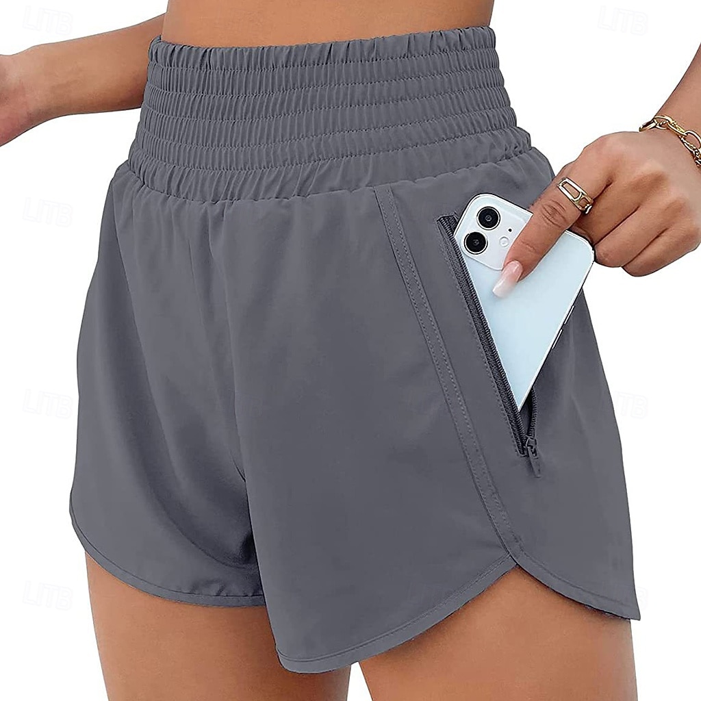 Women's Athletic Shorts Shorts Summer Shorts Beach Shorts Vacation Fashion Casual Daily Short High Waist Elastic Waistband Asymmetric Zipper Pocket Comfort Quick Dry Soft Micro-elastic Streetwear 2026 - $20.99 –P16