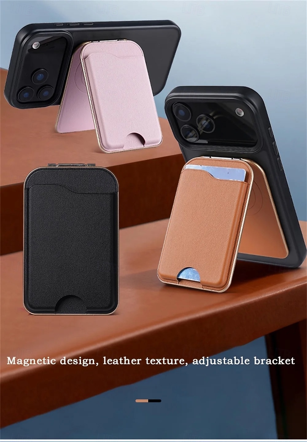 2-in-1 magnetischer MagSafe-Wallet-Ständer, magnetisches Leder-Kartenetui für iPhone 17, 16, 15 Pro Max Serie mit verstellbarer Halterung 2026 - $22.99 –P1